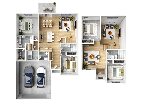 Floor plan for 4 beds, 3 baths, 1854 sqft